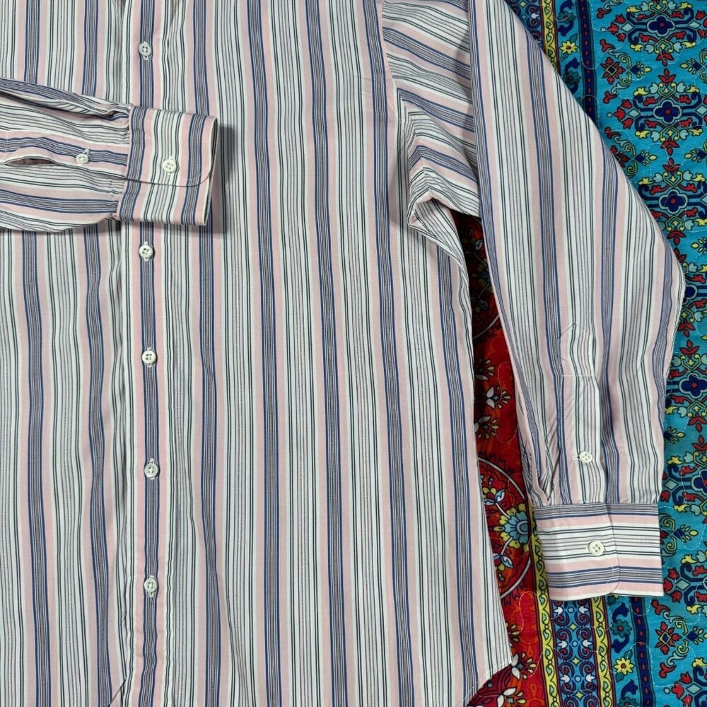 Ralph Lauren Classic Fit Striped Button-Down Shirt Men 15.5 Pink Blue - Picture 4 of 13